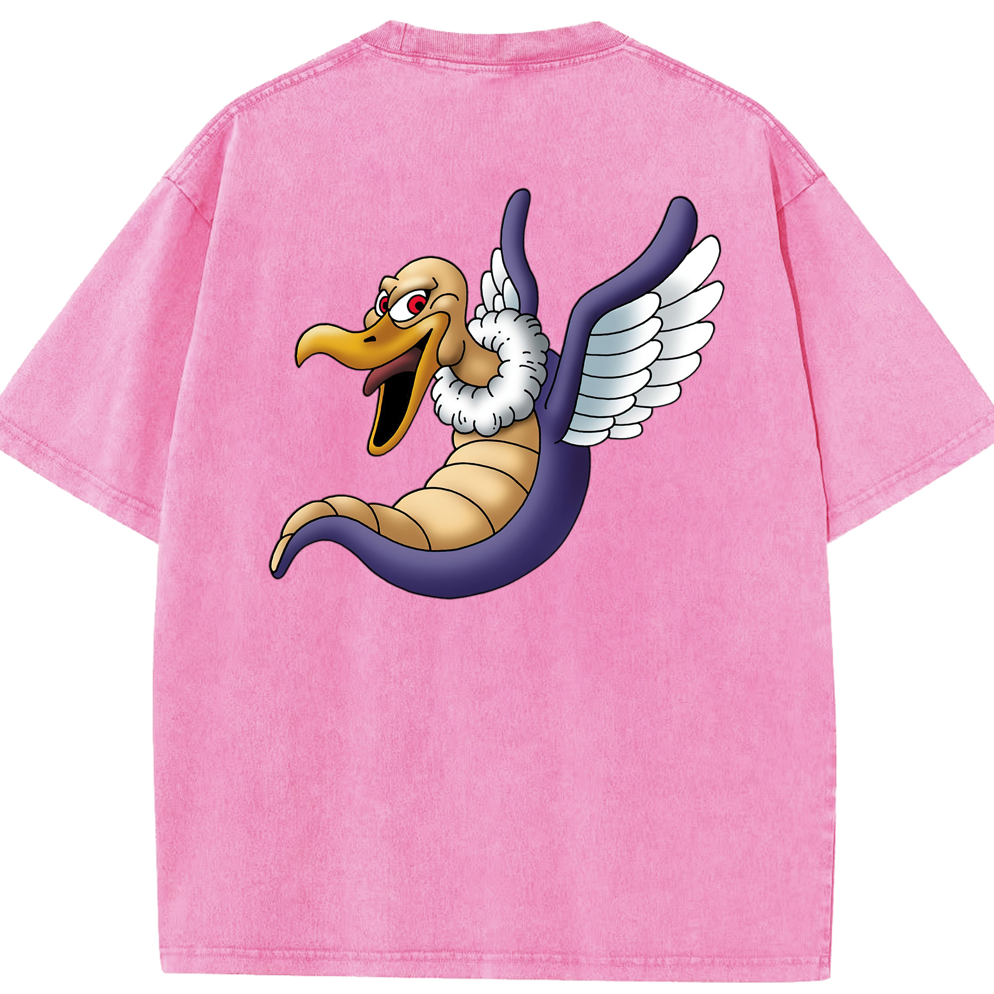 （画像用） ドラゴンクエスト Doragon Kuesuto Dragon Quest 綿100% ヴィンテージ風 半袖Tシャツ（背面プリント）